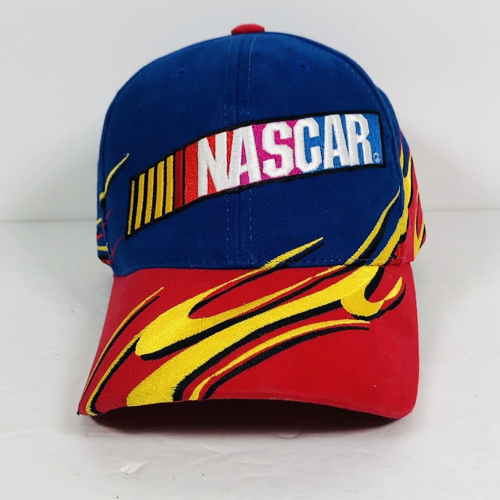 Checkered Flag Sports Nascar Cap Hat Vintage Flames Stripes Fast Shipping‎